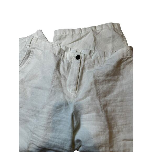J. Jill Medium Petite Love linen stretch Zip white Wide Leg Capri pants - Picture 5 of 6